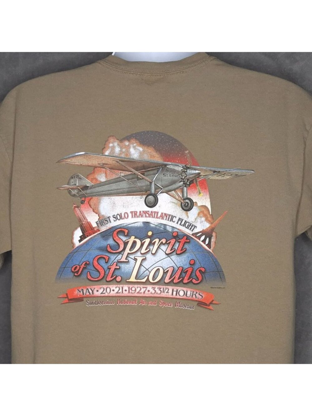 Smithsonian Institution Spirit Of St. Louis Graphic T-Shirt Beige L Aviation